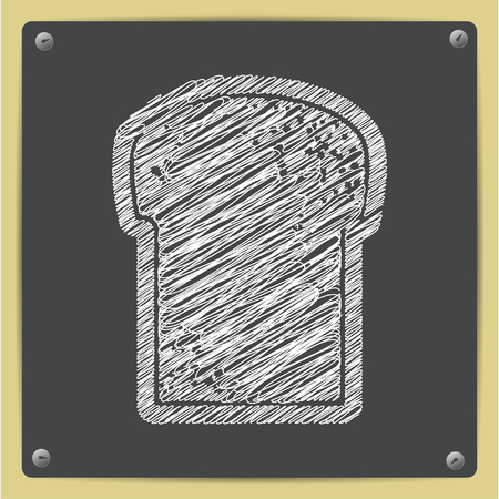 Vector chalk drawn sketch of bread icon on school blackboardのイラスト素材