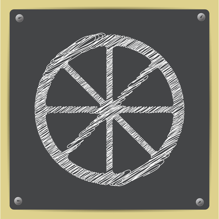 Vector chalk drawn sketch of citrus icon on school blackboardのイラスト素材