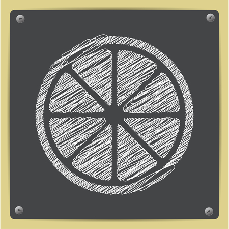 Vector chalk drawn sketch of citrus icon on school blackboardのイラスト素材