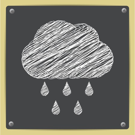 Vector flat sketch cloud rain icon on school blackboardのイラスト素材