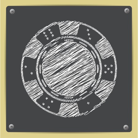 Vector sketch chip icon on school blackboardのイラスト素材