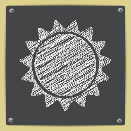 Vector sketch sun icon on school blackboardのイラスト素材