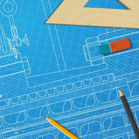 Vector technical blueprint of heavy machinery. Engineer illustrationのイラスト素材