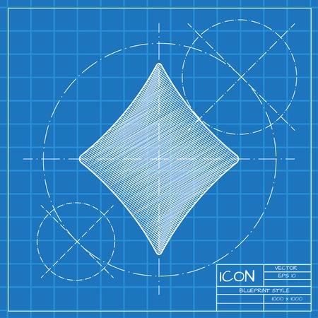 Vector blueprint game rhombus icon. Engineer and architect background.のイラスト素材