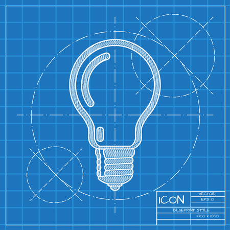 Vector blueprint lightbulb icon . Engineer and architect background.のイラスト素材