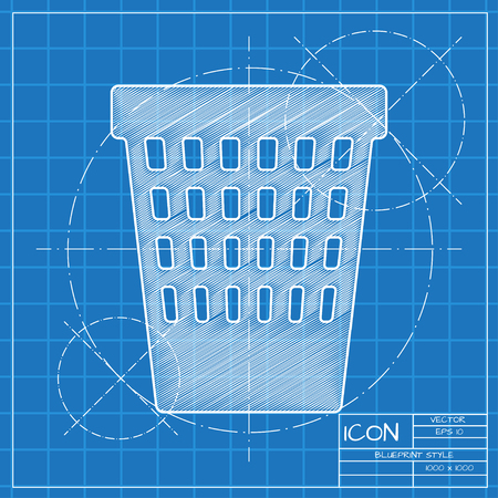 Vector blueprint basket icon . Engineer and architect background.のイラスト素材
