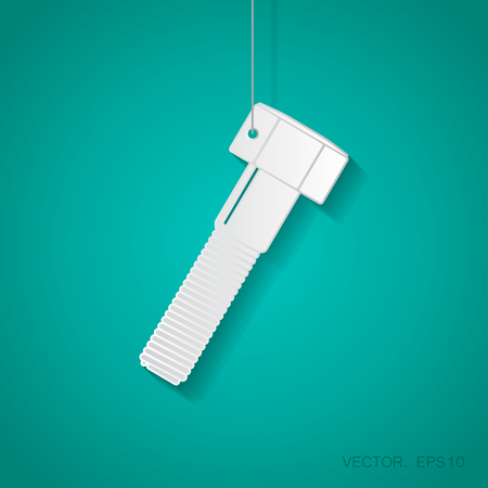 Vector paper bolt icon suspended from a rope with shadowのイラスト素材