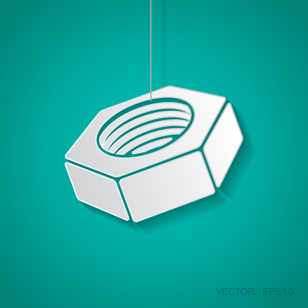 Vector paper nut icon suspended from a rope with shadowのイラスト素材