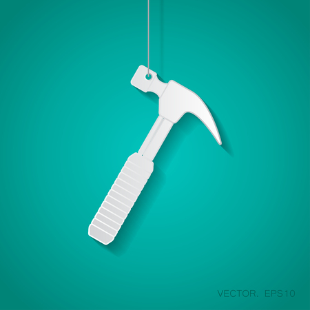 Vector paper hammer icon suspended from a rope with shadowのイラスト素材