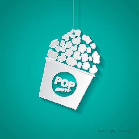 Vector paper pop corn icon suspended from a rope with shadowのイラスト素材
