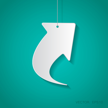 Vector paper arrow icon suspended from a rope with shadowのイラスト素材