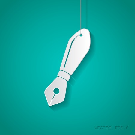 Vector paper fountain pen icon suspended from a rope with shadowのイラスト素材