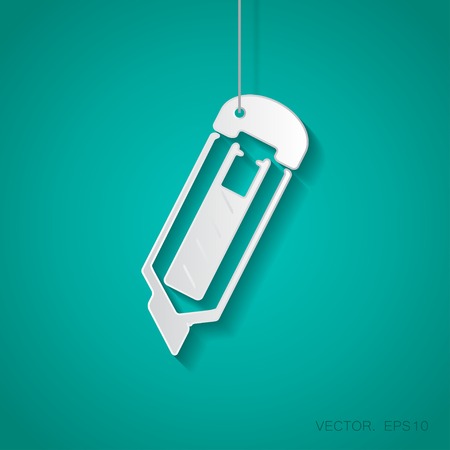 Vector paper knife icon suspended from a rope with shadowのイラスト素材