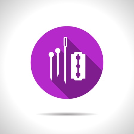 Vector flat tailor pins needle blade icon on color circleのイラスト素材