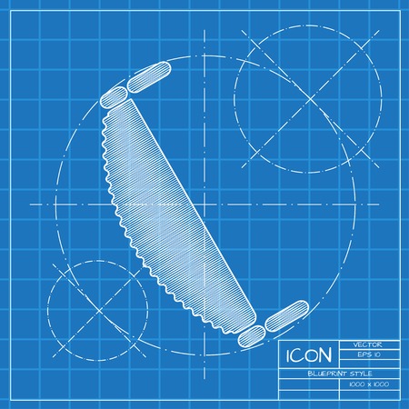 Vector blueprint saw icon on engineer or architect background.  . Industrial equipmentのイラスト素材