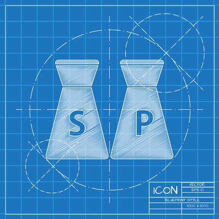 Vector blueprint salt and pepper icon on engineer or architect background.のイラスト素材