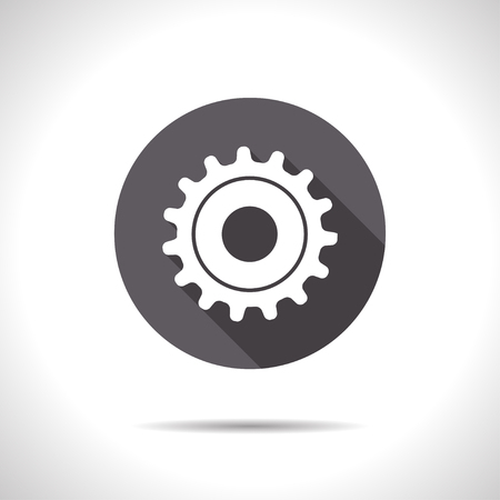 Vector flat cogwheel icon on color circleのイラスト素材