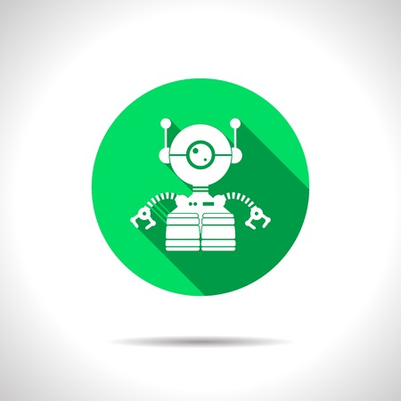 Vector flat retro robot toy icon on color circleのイラスト素材