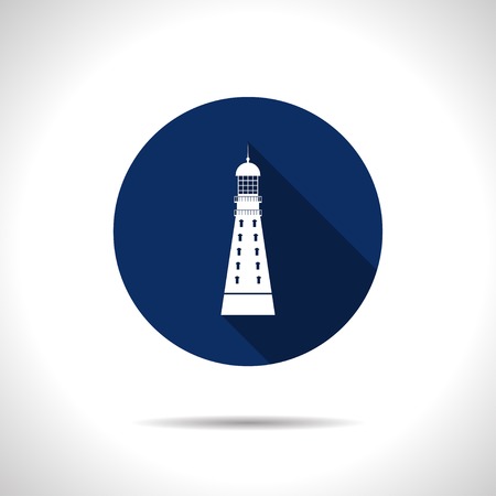 Vector flat lighthouse icon on color circleのイラスト素材