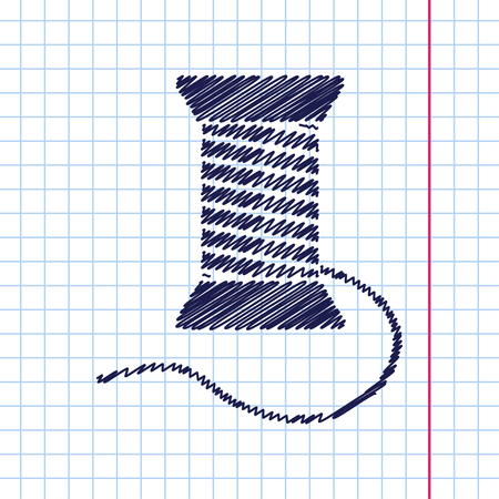 Vector hand drawn tailor thread bobbin icon on copybookのイラスト素材