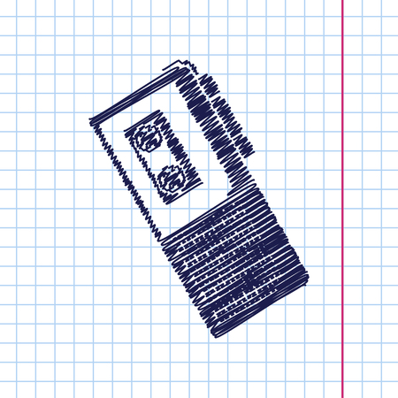 Vector hand drawn retro dictaphone icon on copybookのイラスト素材