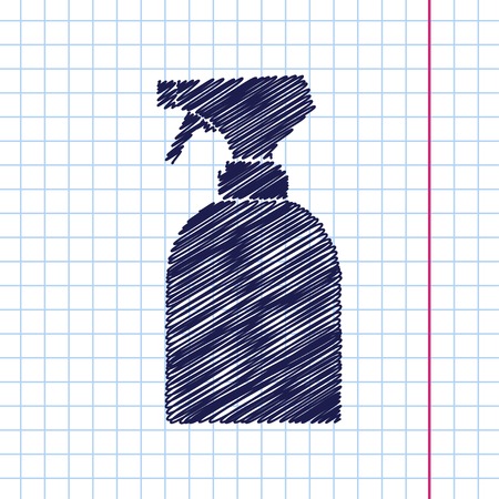 Vector hand drawn sprayer bottle on copybookのイラスト素材