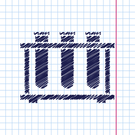 Vector hand drawn test-tube icon on copybookのイラスト素材