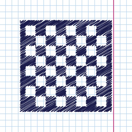 Vector hand drawn checkers board icon on copybookのイラスト素材