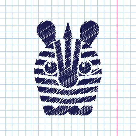 Vector hand drawn zebra icon on copybookのイラスト素材