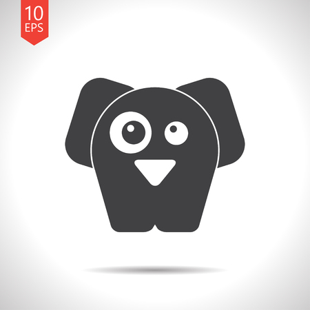 Vector flat black dog icon on white backgroundのイラスト素材