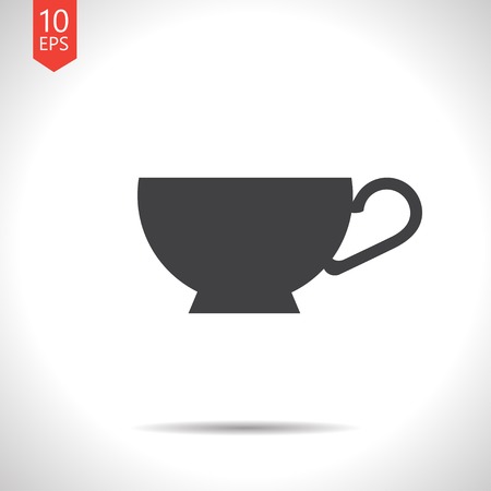 Vector flat black cup for tea or coffee icon on white backgroundのイラスト素材