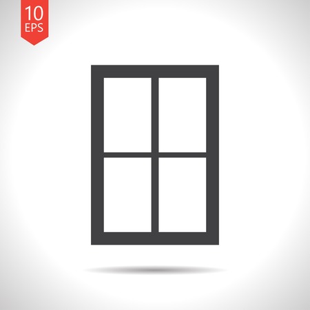 Vector flat black window icon on white backgroundのイラスト素材