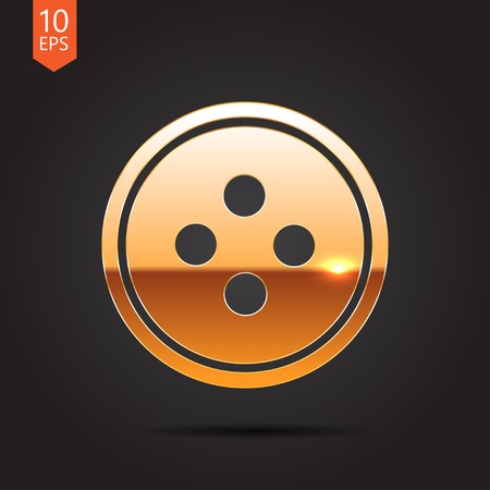 Vector gold tailor button icon on dark backgroundのイラスト素材
