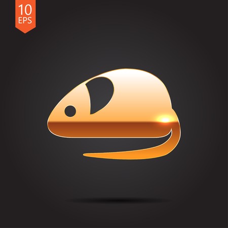 Vector gold rat or mouse icon on dark backgroundのイラスト素材