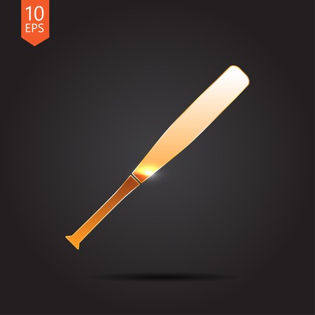 Vector gold baseball bat icon on dark backgroundのイラスト素材
