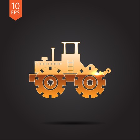 Vector gold heavy machine icon on dark backgroundのイラスト素材