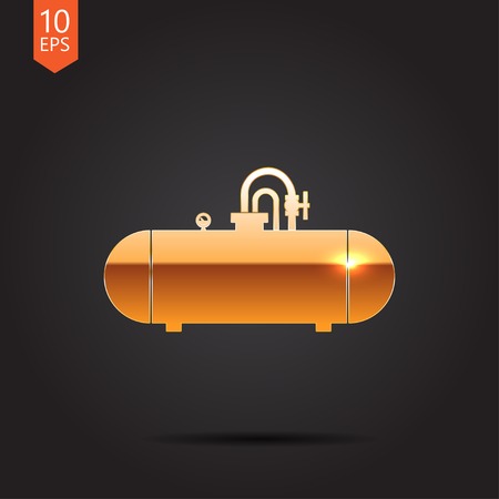 Vector gold cistern icon on dark backgroundのイラスト素材
