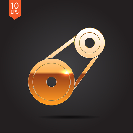 Vector gold belt drive icon on dark backgroundのイラスト素材