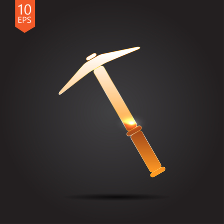 Vetor gold pick icon on dark backgroundのイラスト素材