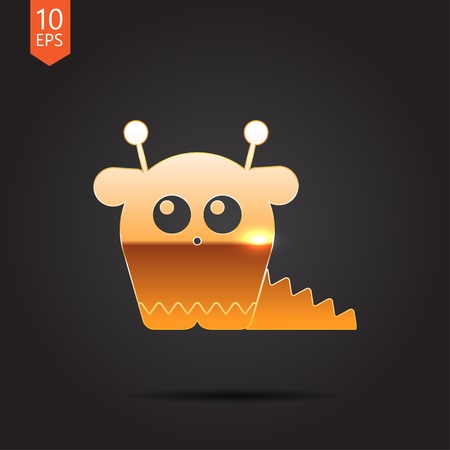 Vector gold dinosaur monster icon on dark backgroundのイラスト素材
