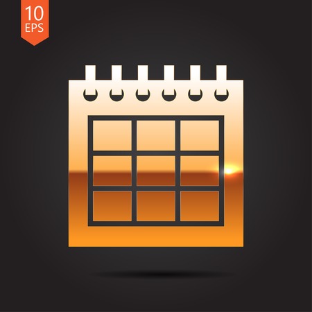 Vector gold calendar icon on dark backgroundのイラスト素材