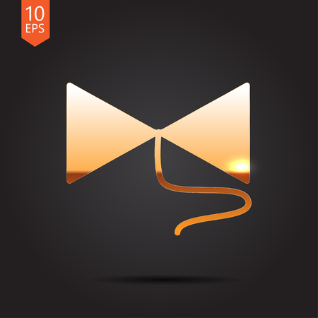 Vector gold bow on string icon on dark backgroundのイラスト素材