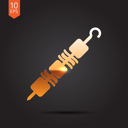 Vector gold shashlik icon on dark backgroundのイラスト素材