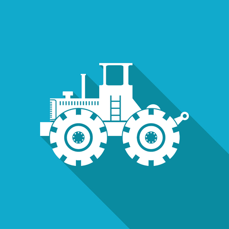 Vector white flat heavy machine icon on blue backgroundのイラスト素材