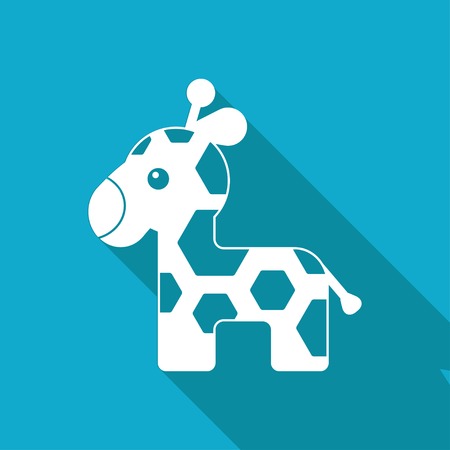 Vector white flat giraffe icon on blue backgroundのイラスト素材