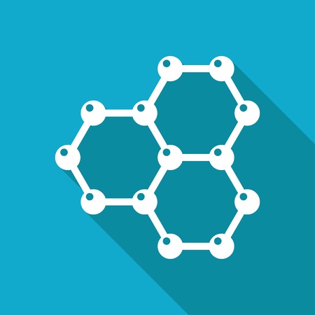 Vector white flat graphene icon on blue background . Science illustrationのイラスト素材