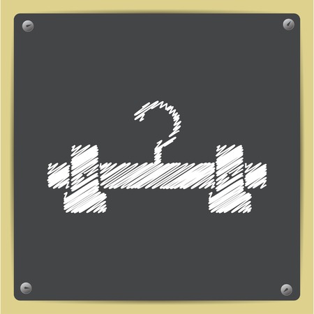 Vector chalk drawn in sketch style tailor hanger icon on school blackboardのイラスト素材