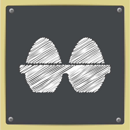 Vector chalk drawn in sketch style egg icon on school blackboardのイラスト素材