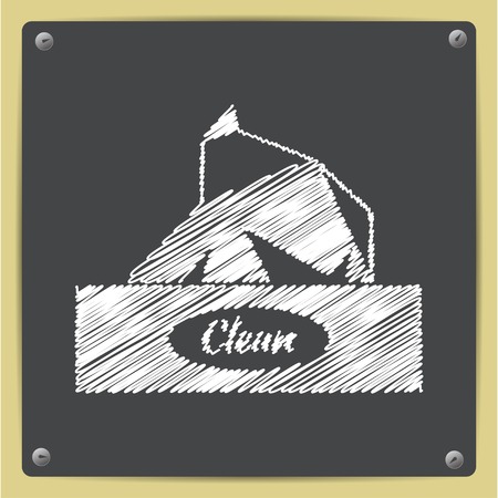 Vector chalk drawn in sketch style box with napkin on school blackboardのイラスト素材