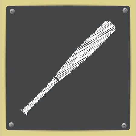 Vector chalk drawn in sketch style baseball bat icon on school blackboardのイラスト素材